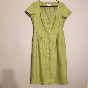 Talbots lime green midi button front dress, size 8